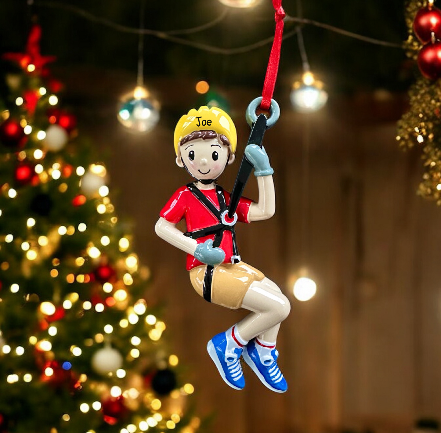 Personalised Zip Wire Boy and Girl Ornaments