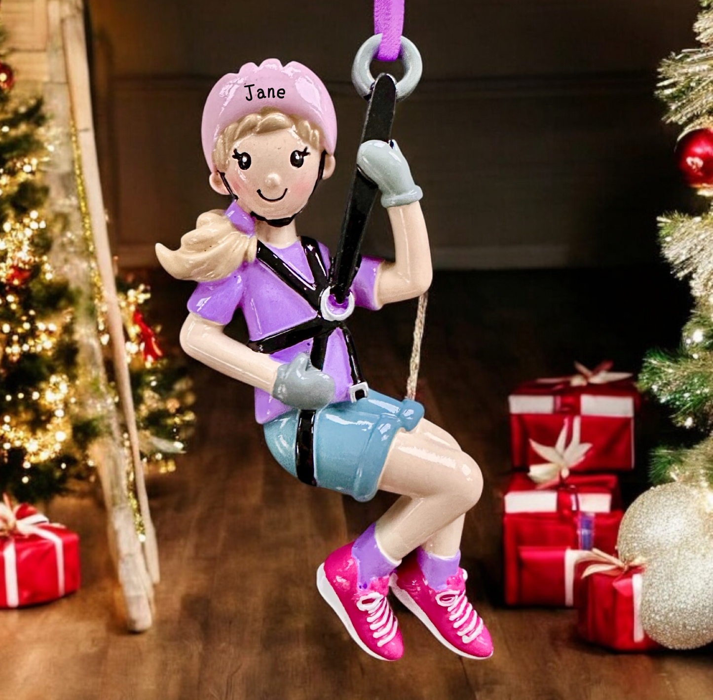 Personalised Zip Wire Boy and Girl Ornaments