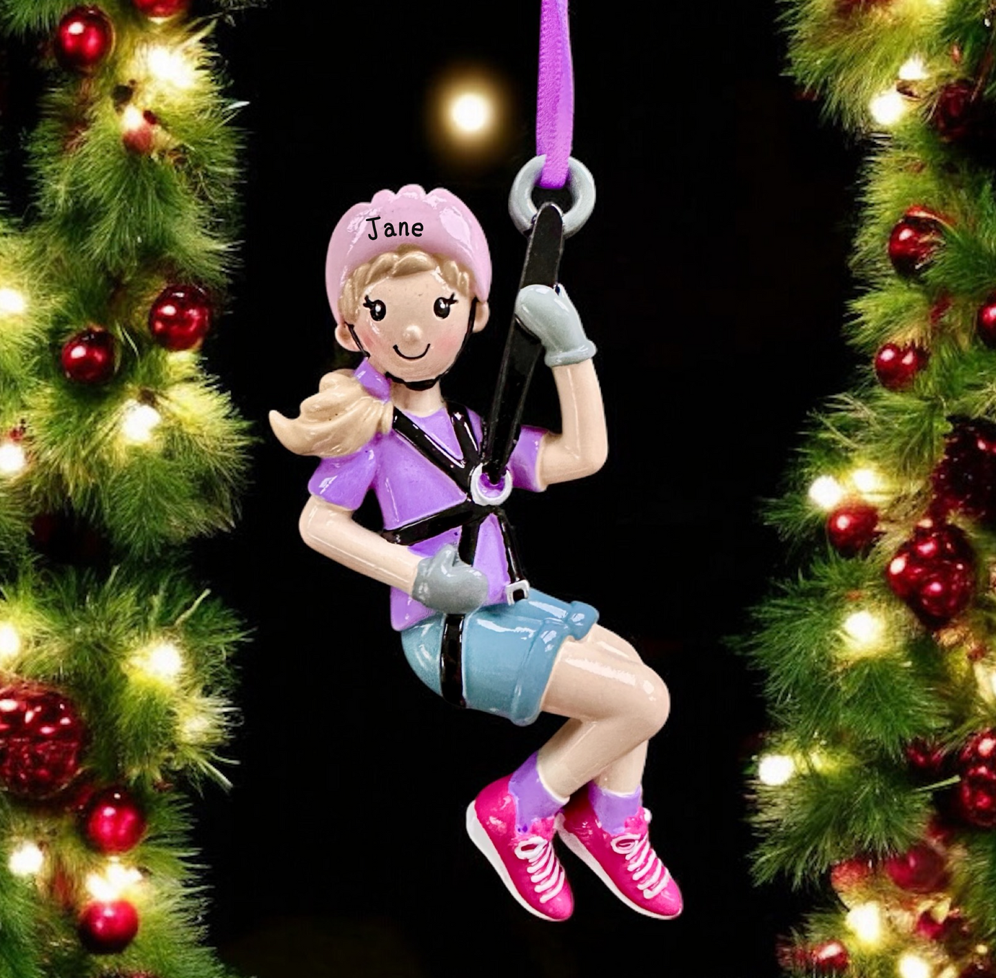 Personalised Zip Wire Boy and Girl Ornaments