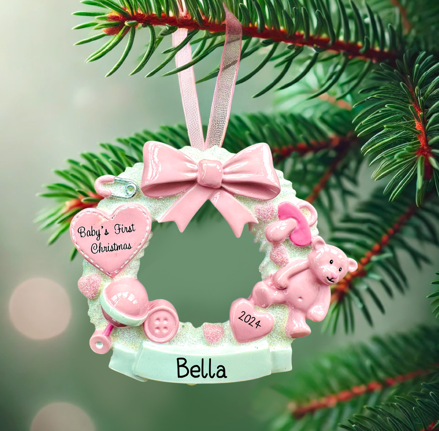 Personalised Baby’s First Christmas Ornament - Pink