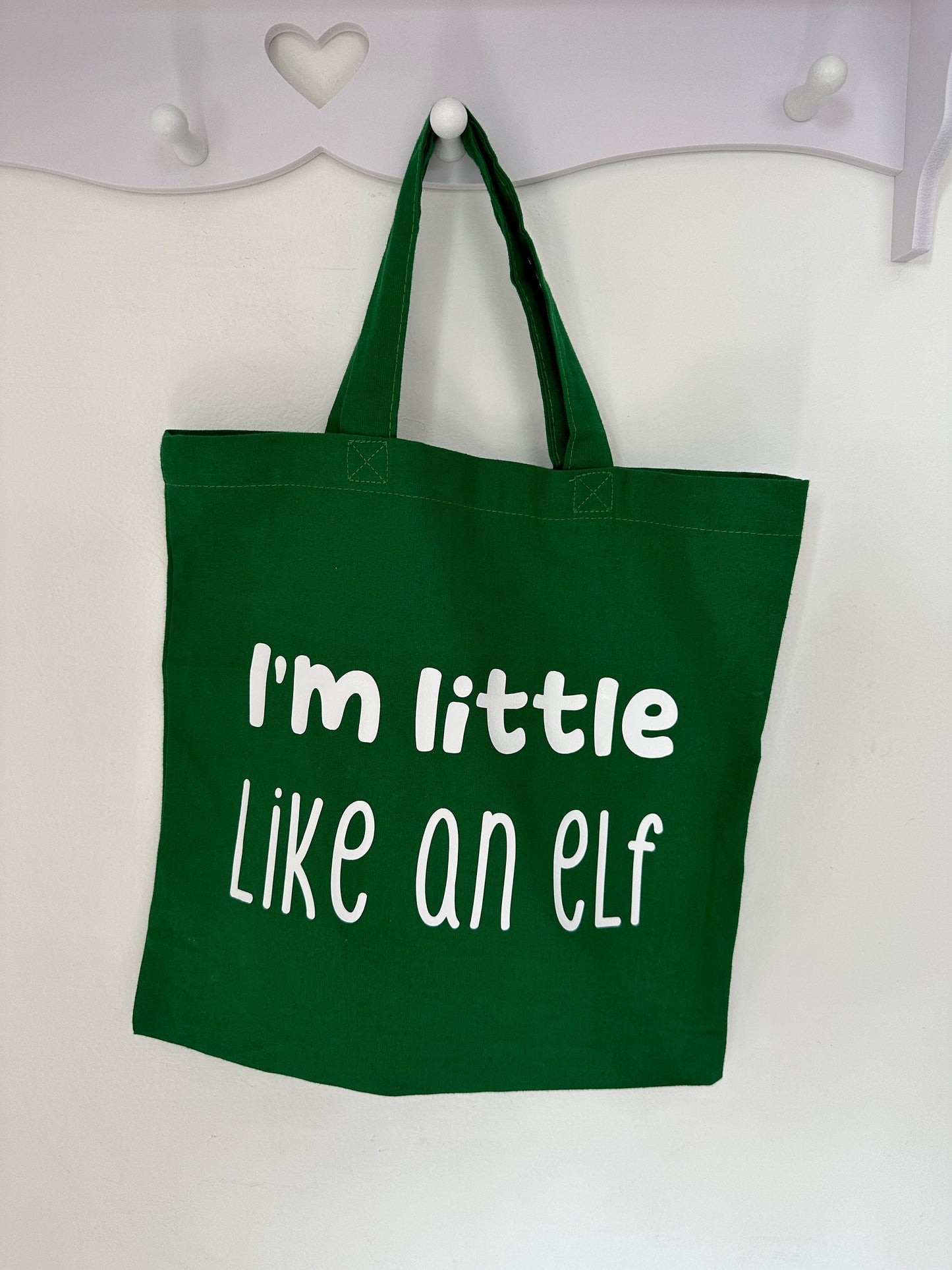 I'm Little Like an Elf Mini Green Tote Bag