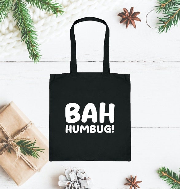 Bah Humbug! (Scrooge) Black Lightweight Anti Christmas Tote Bag