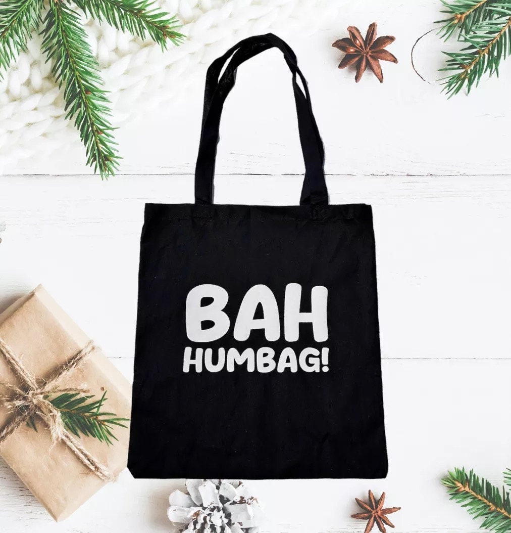 Bah Humbug! (Scrooge) Black Lightweight Anti Christmas Tote Bag