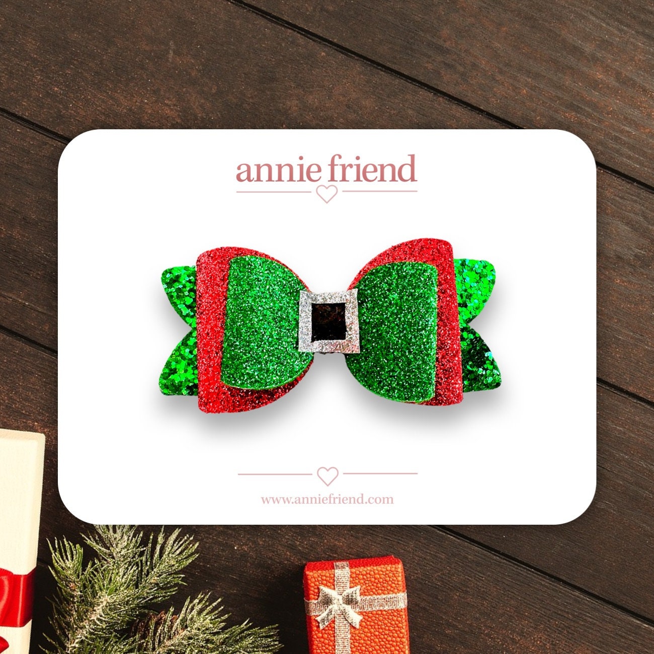 Elf Belt Christmas Glitter Hair Bow