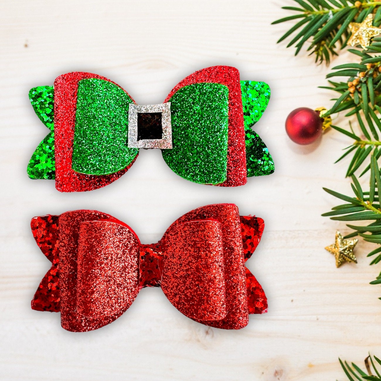 Elf Belt Christmas Glitter Hair Bow