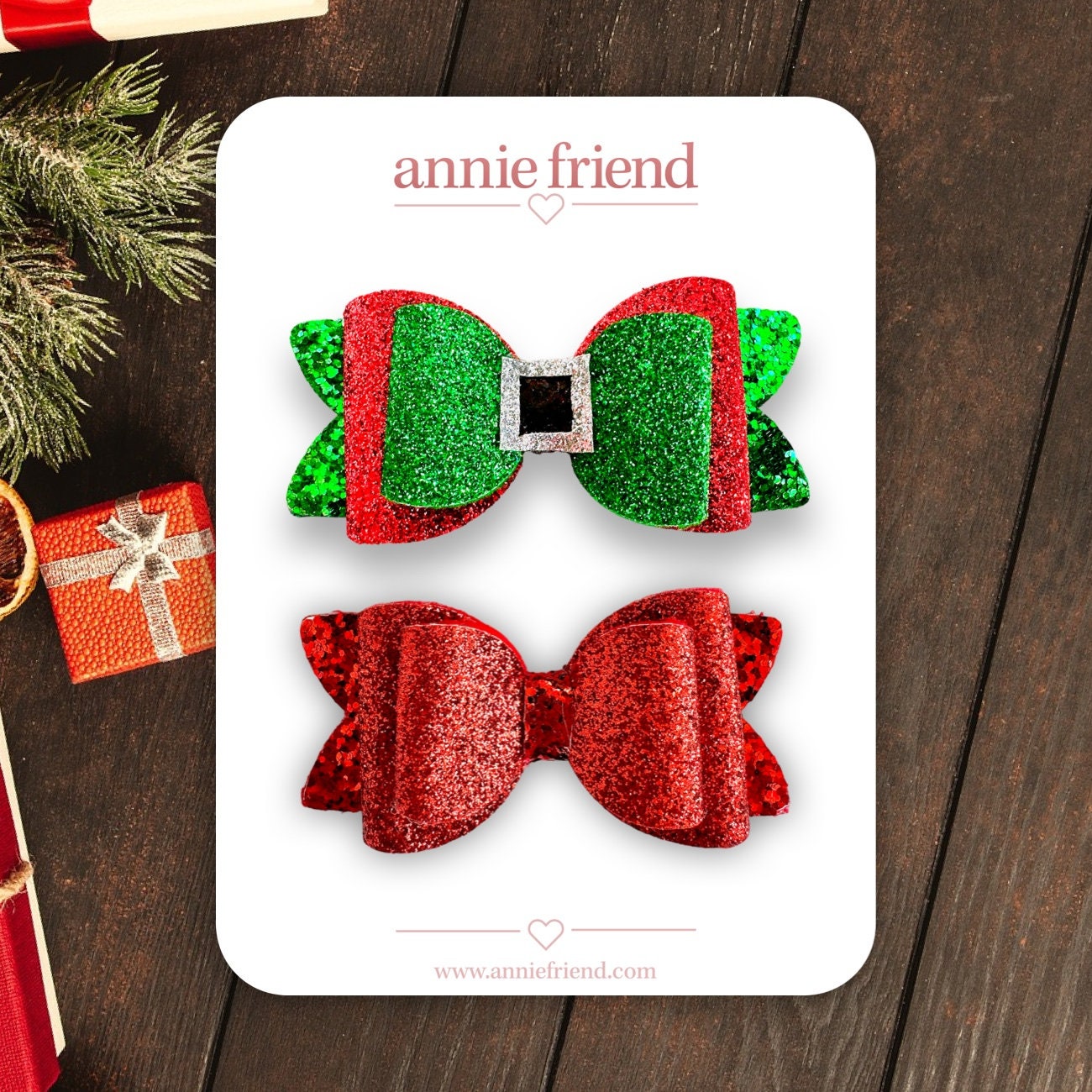 Elf Belt Christmas Glitter Hair Bow