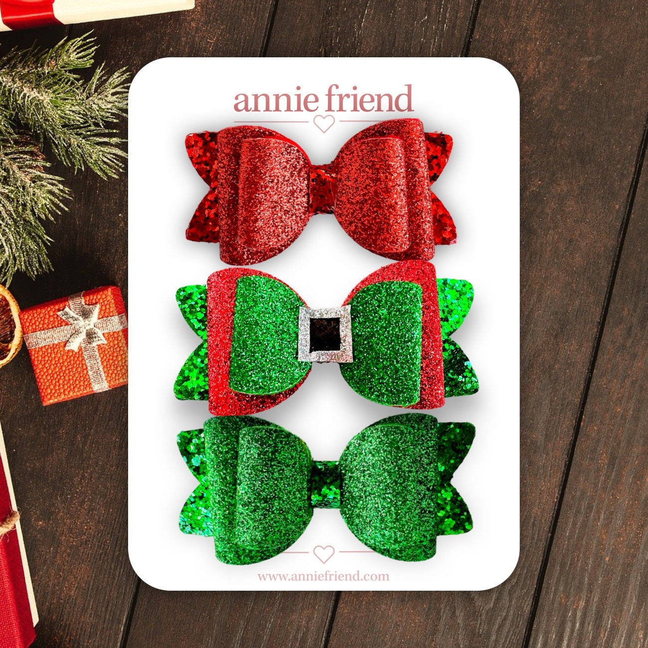 Elf Belt Christmas Glitter Hair Bow