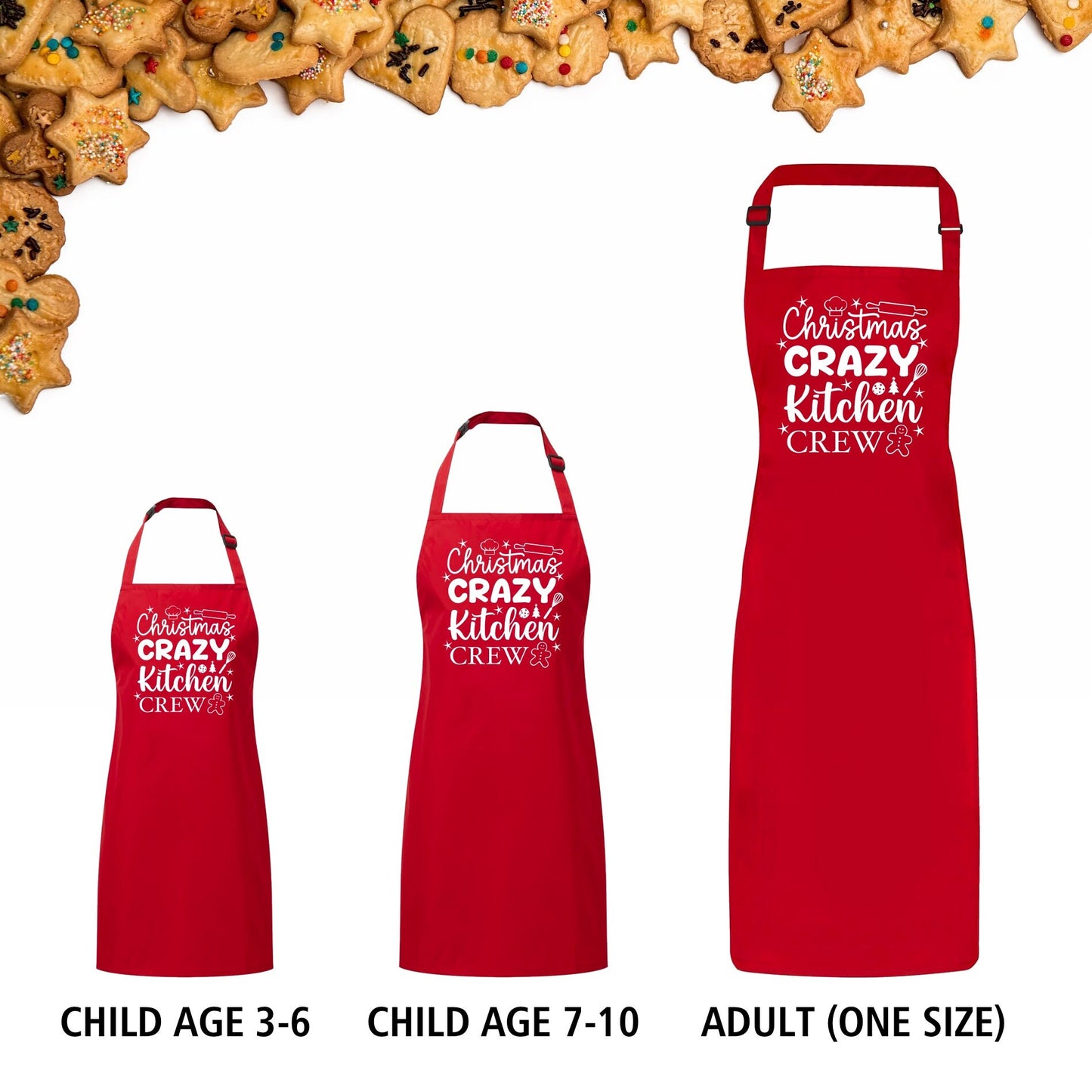 Christmas Crazy Kitchen Crew Red Waterproof Apron - Unisex