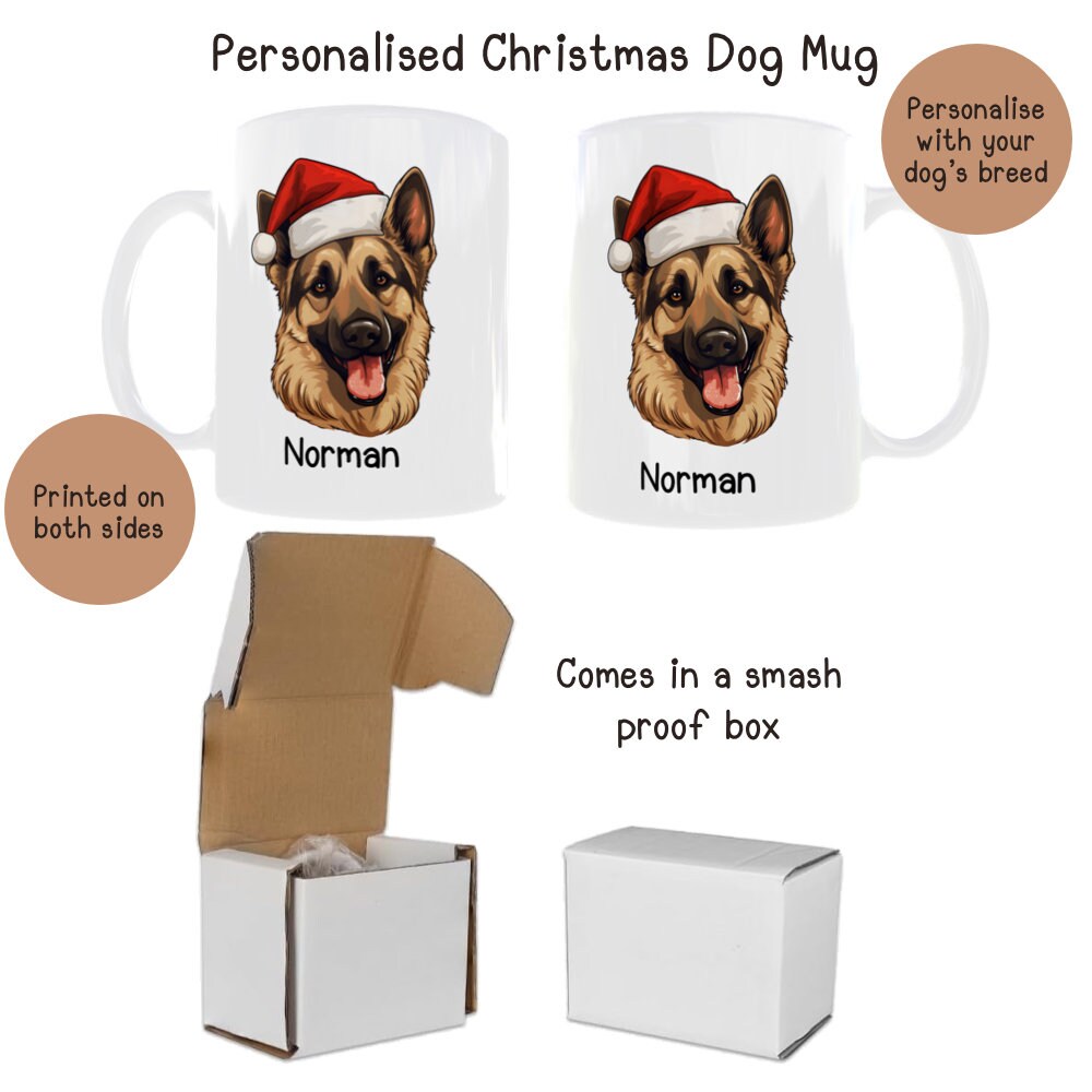 Personalised Santa Hat Dog Mug