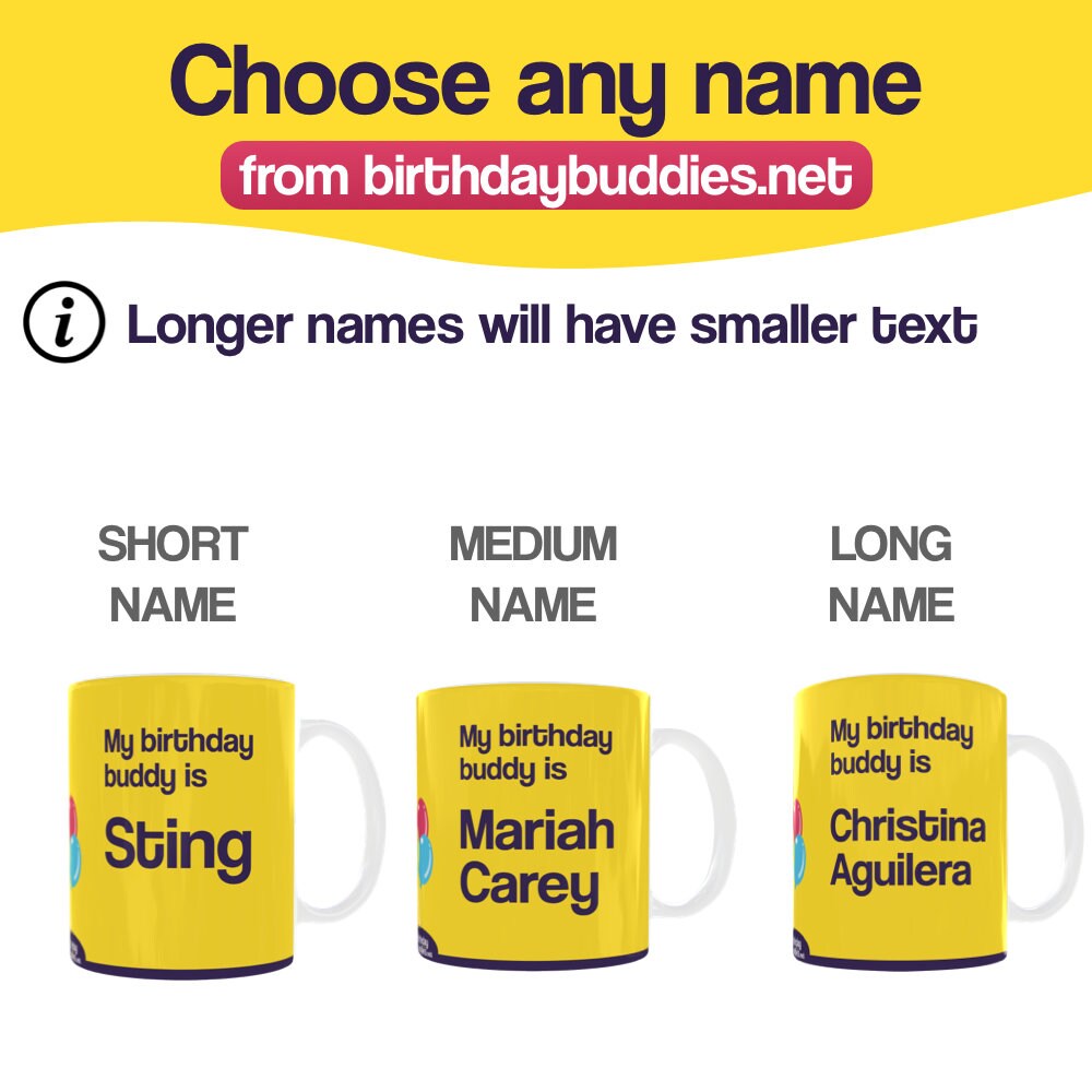 Personalised Birthday Buddies Mug | Famous Shared Birthday Gift