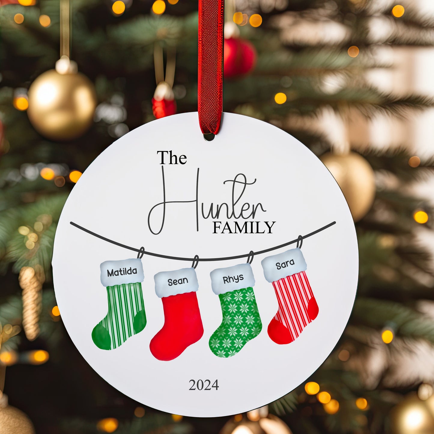 Personalised Christmas Tree Stockings Family Ornament