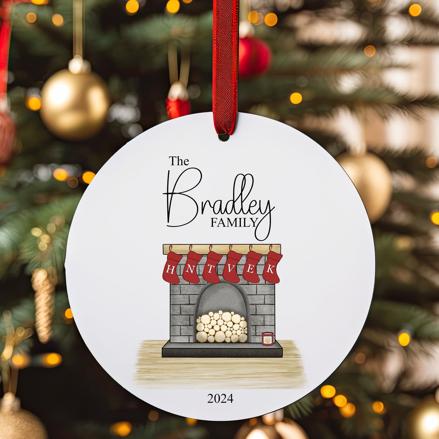 Personalised Christmas Tree Stocking Family Ornament