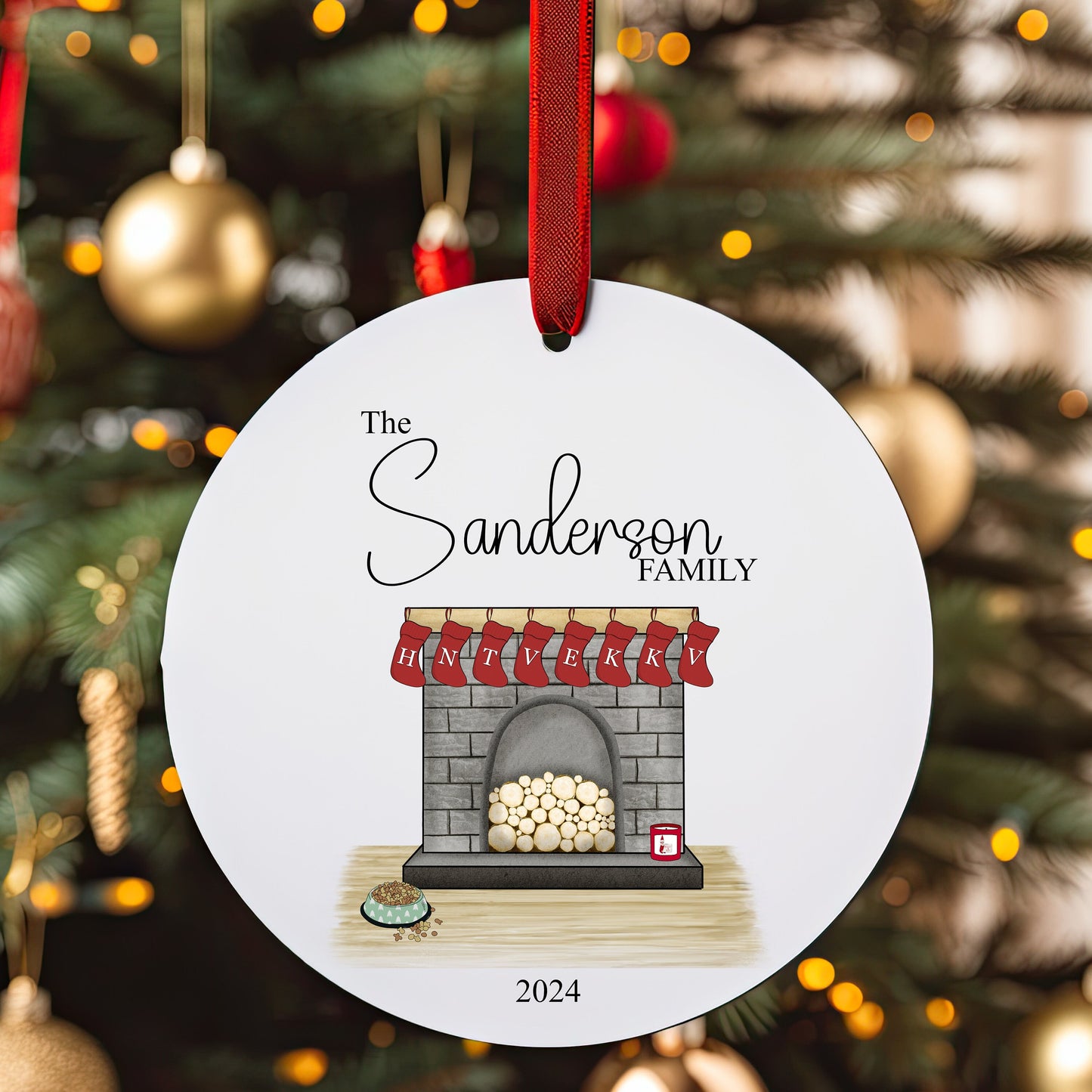 Personalised Christmas Tree Stocking Family Ornament