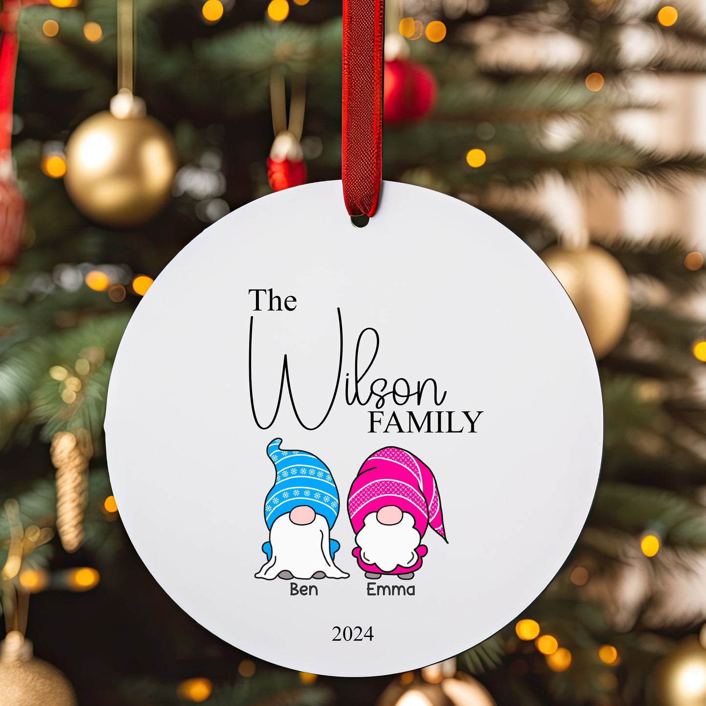 Personalised Christmas Tree Family Gonks Ornament