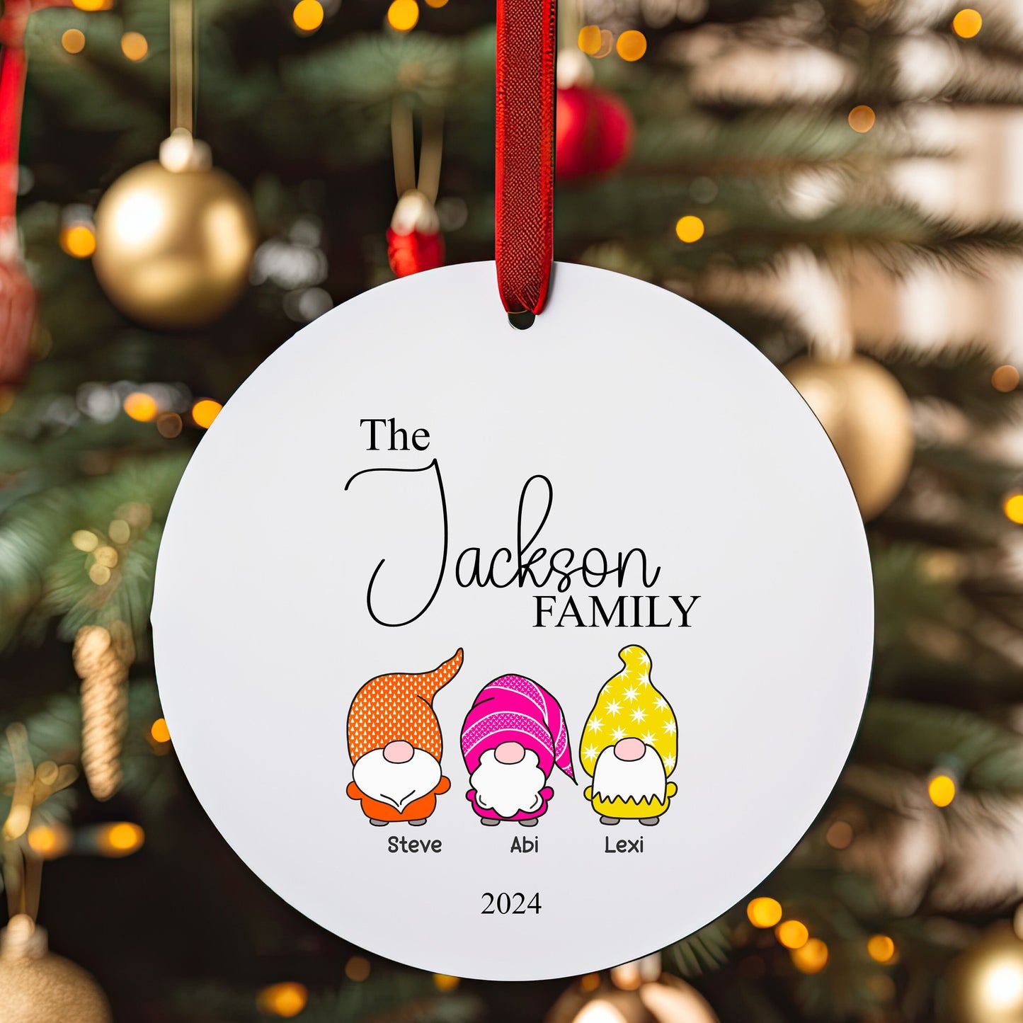 Personalised Christmas Tree Family Gonks Ornament