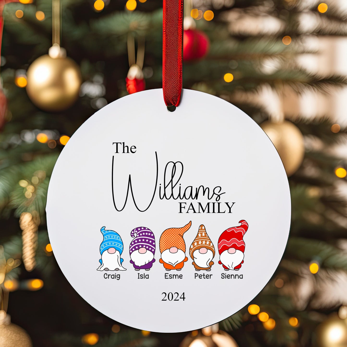 Personalised Christmas Tree Family Gonks Ornament