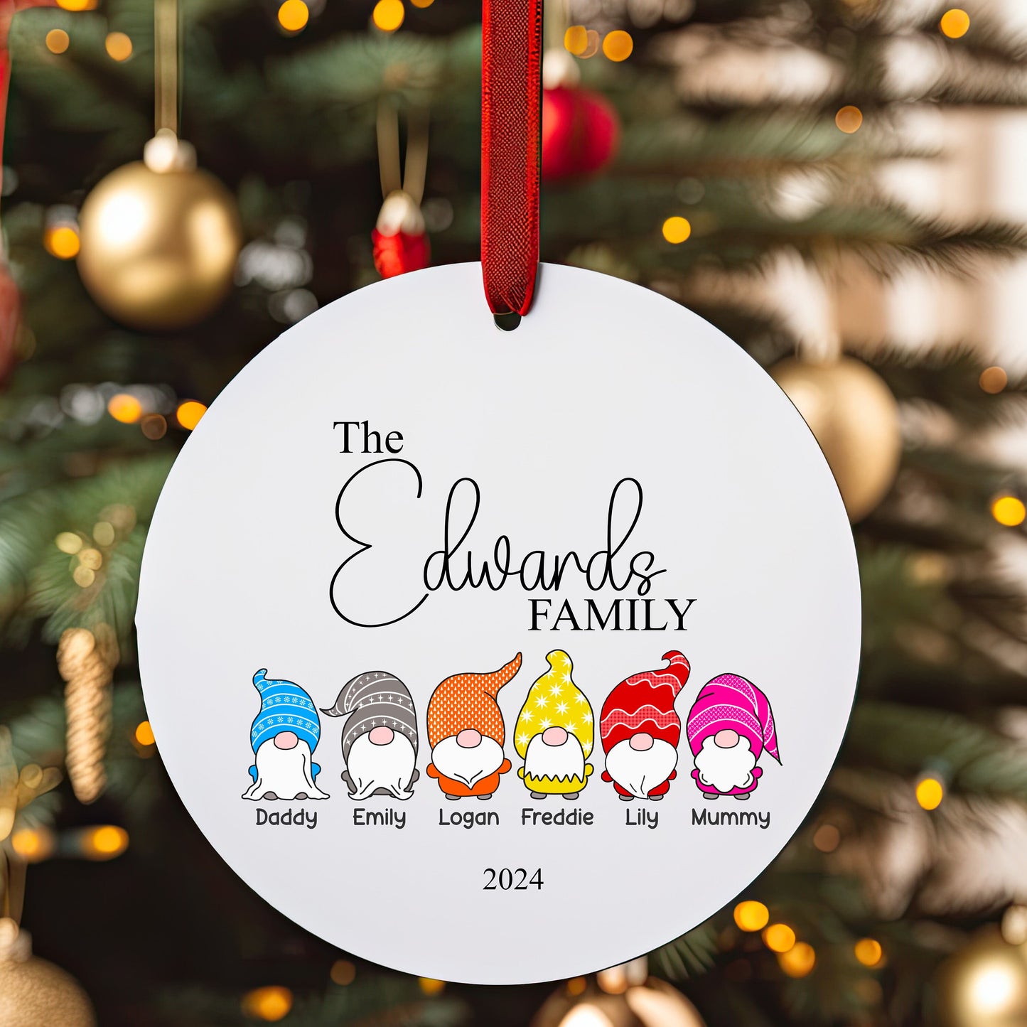 Personalised Christmas Tree Family Gonks Ornament