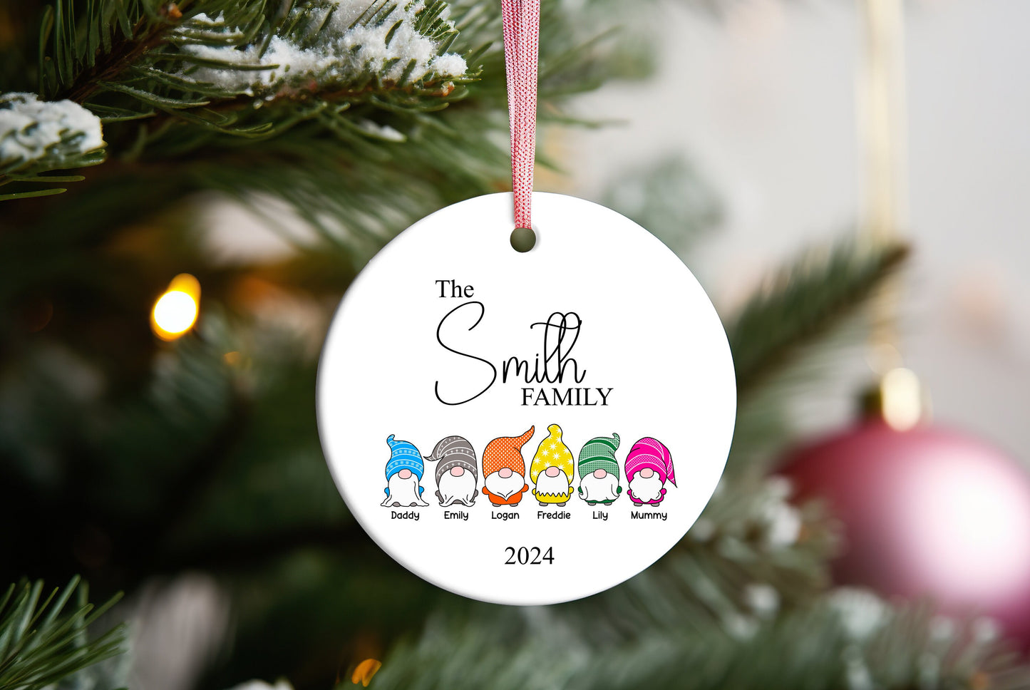 Personalised Christmas Tree Family Gonks Ornament