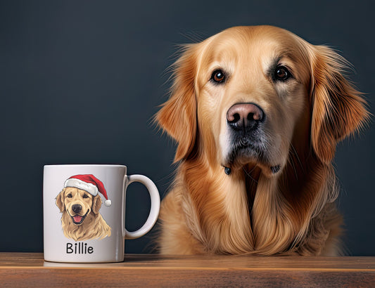 Personalised Santa Hat Dog Mug