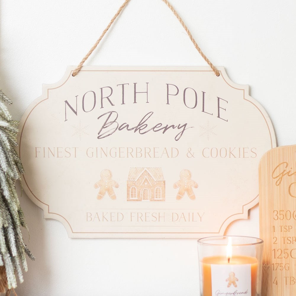 North Pole Bakery Hanging Wooden Sign