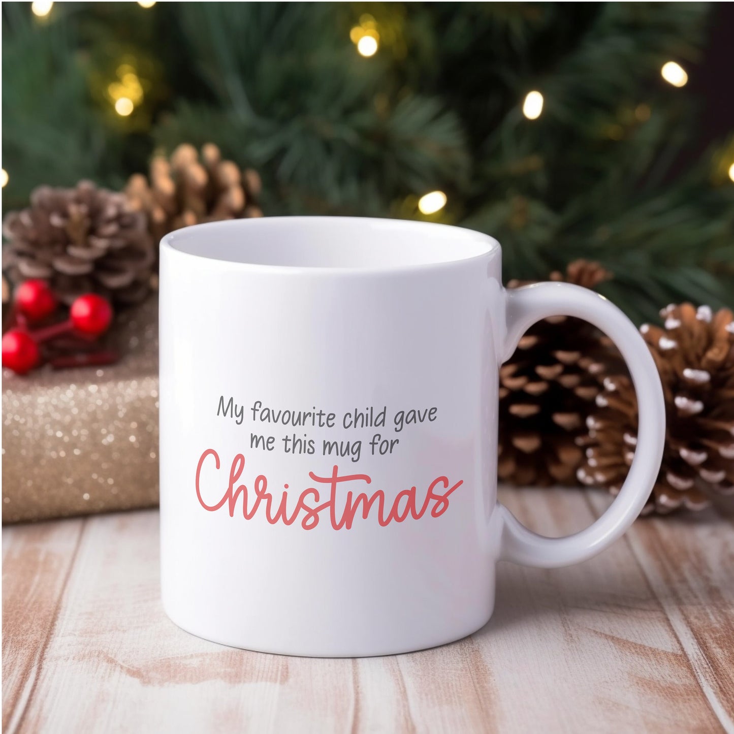 My Favourite Child bought me this Christmas Mug, Secret Santa, Funny Christmas, Christmas Present