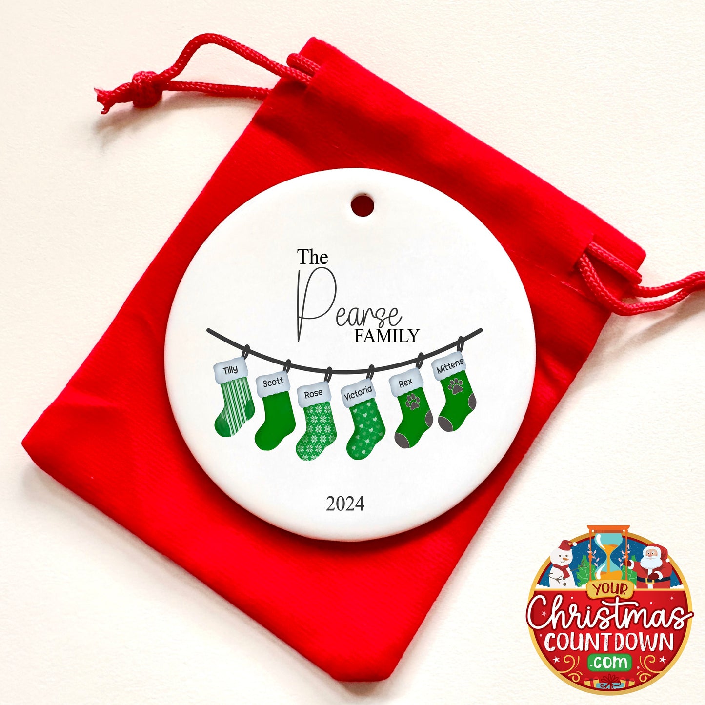 Personalised Christmas Tree Stockings Family Ornament