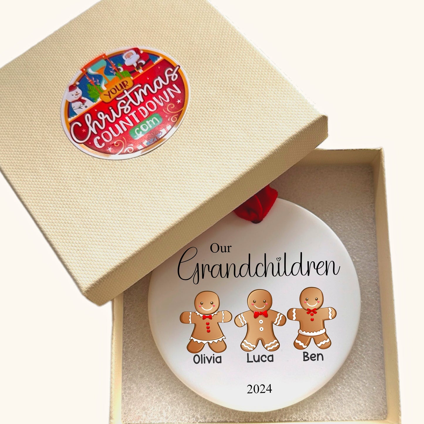 Personalised Grandchildren Christmas Tree Family Gingerbread Ornament