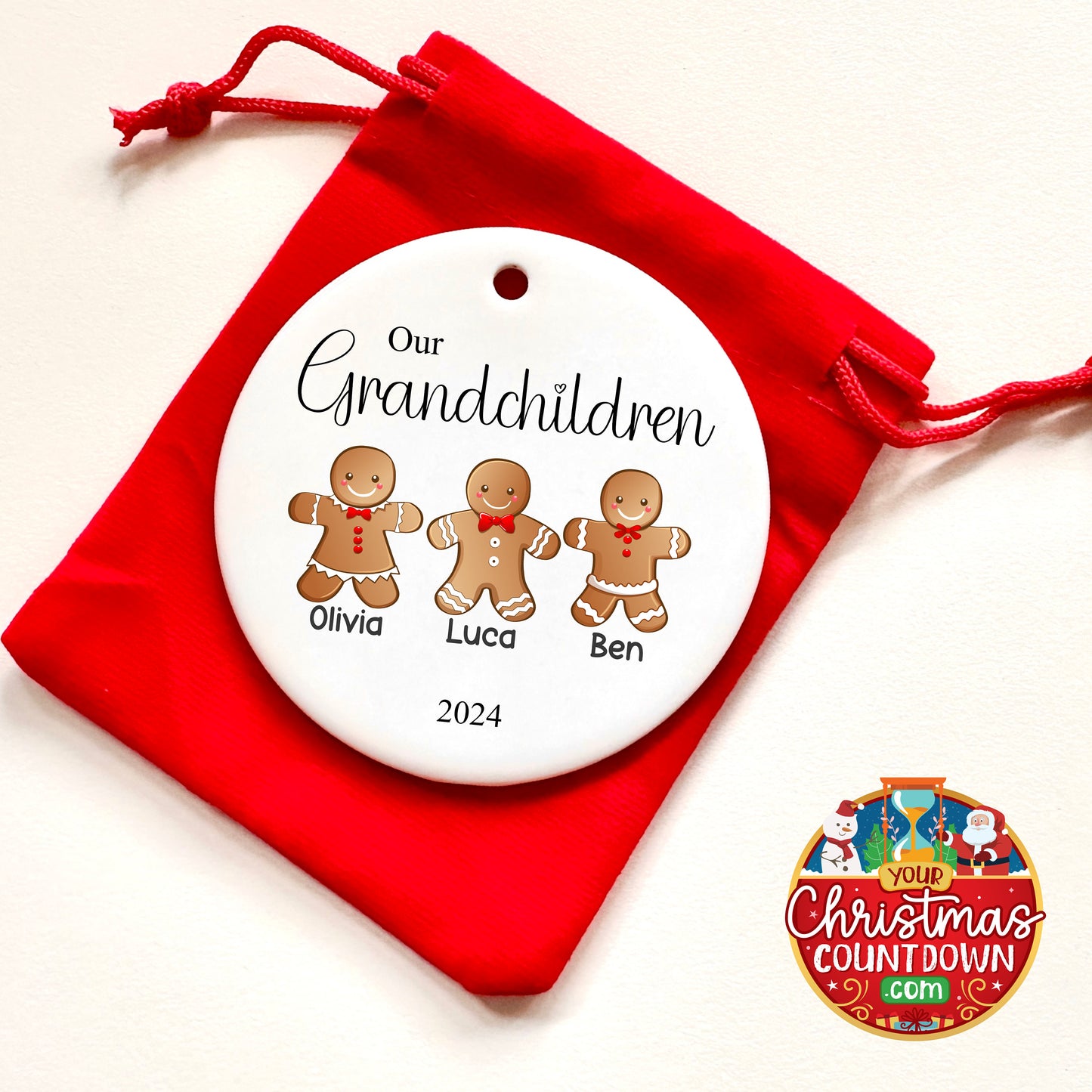 Personalised Grandchildren Christmas Tree Family Gingerbread Ornament