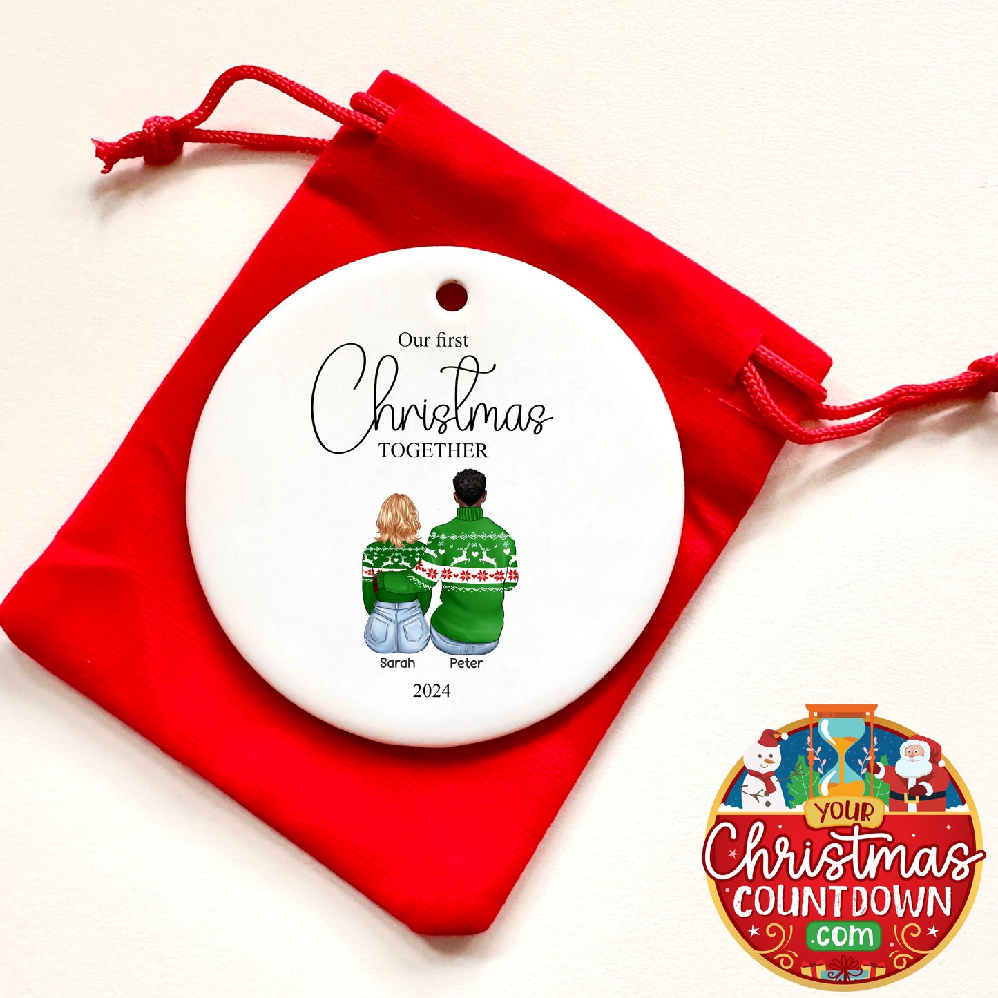 First Christmas Together/Married/Engaged Personalised Tree Couple Bauble/Ornament