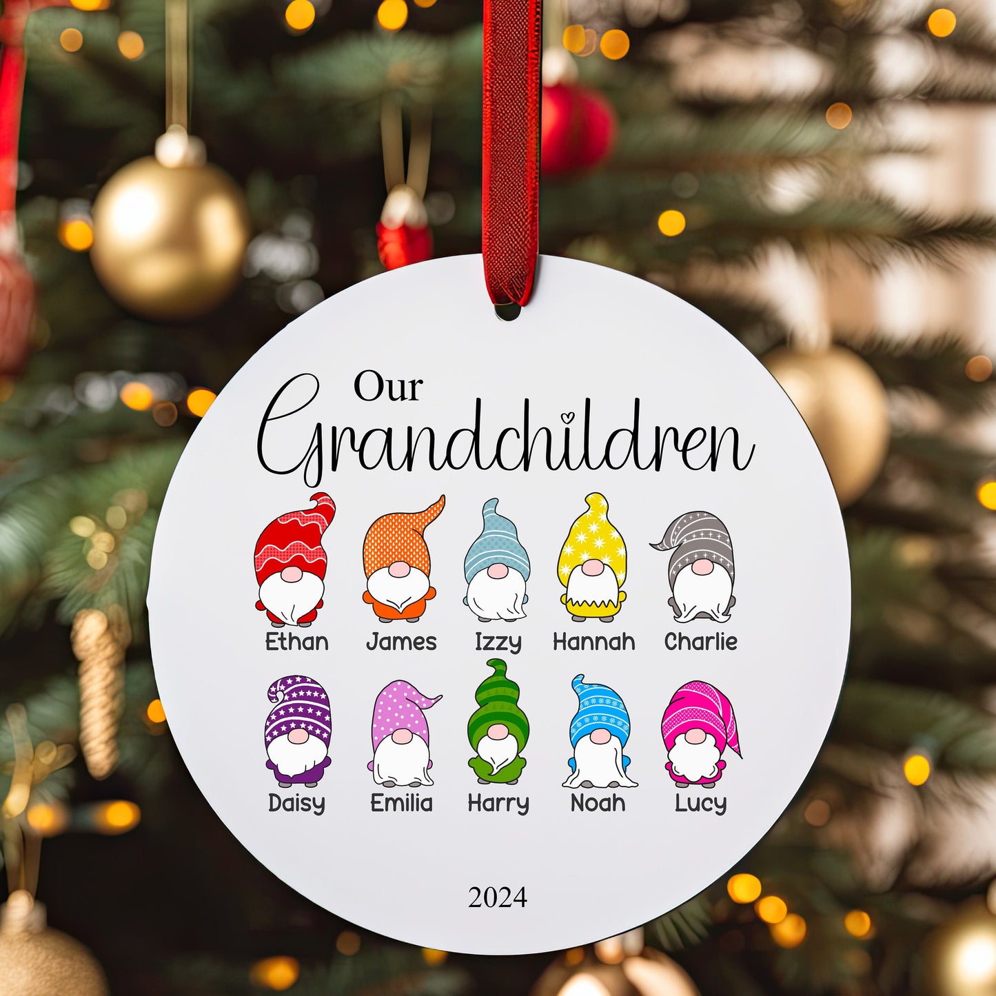 Personalised Grandchildren Christmas Tree Family Gonk Ornament