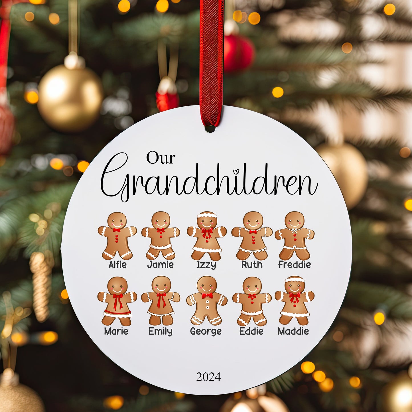 Personalised Grandchildren Christmas Tree Family Gingerbread Ornament