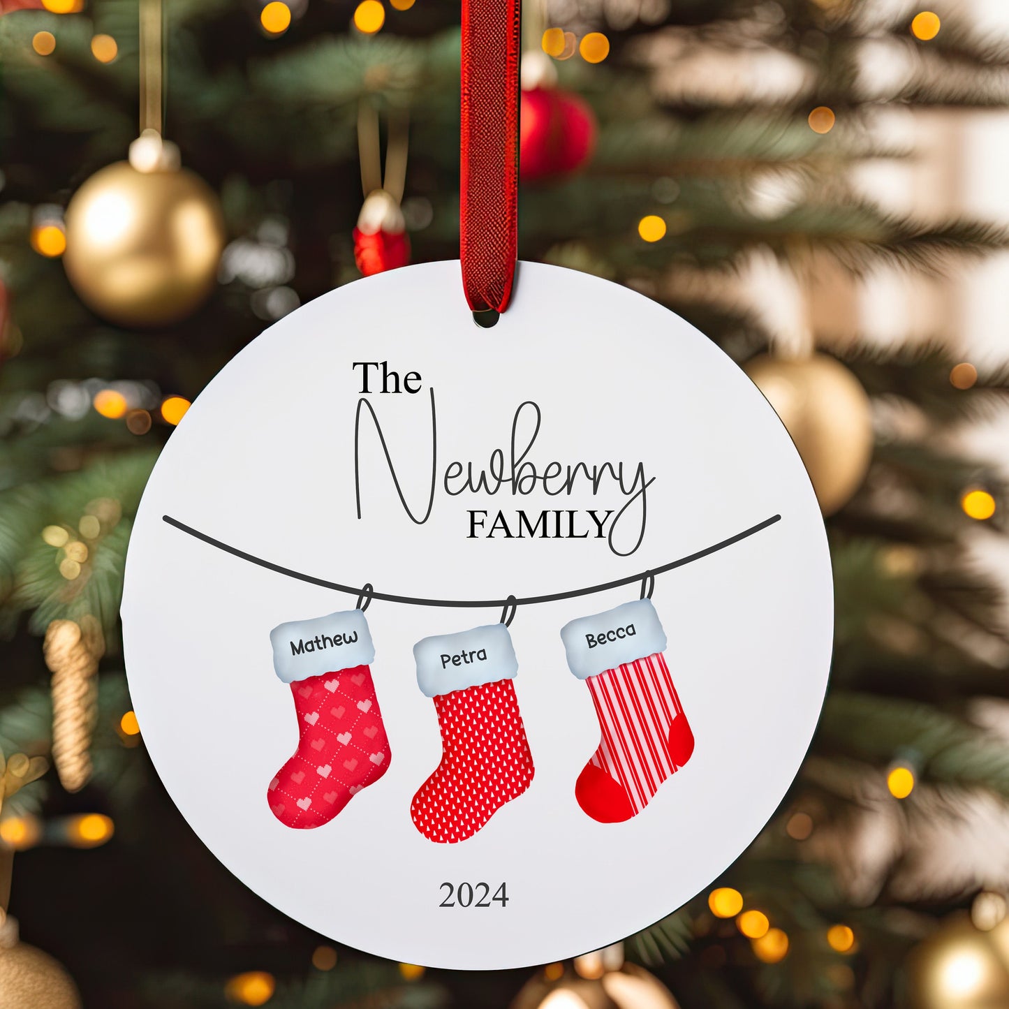 Personalised Christmas Tree Stockings Family Ornament