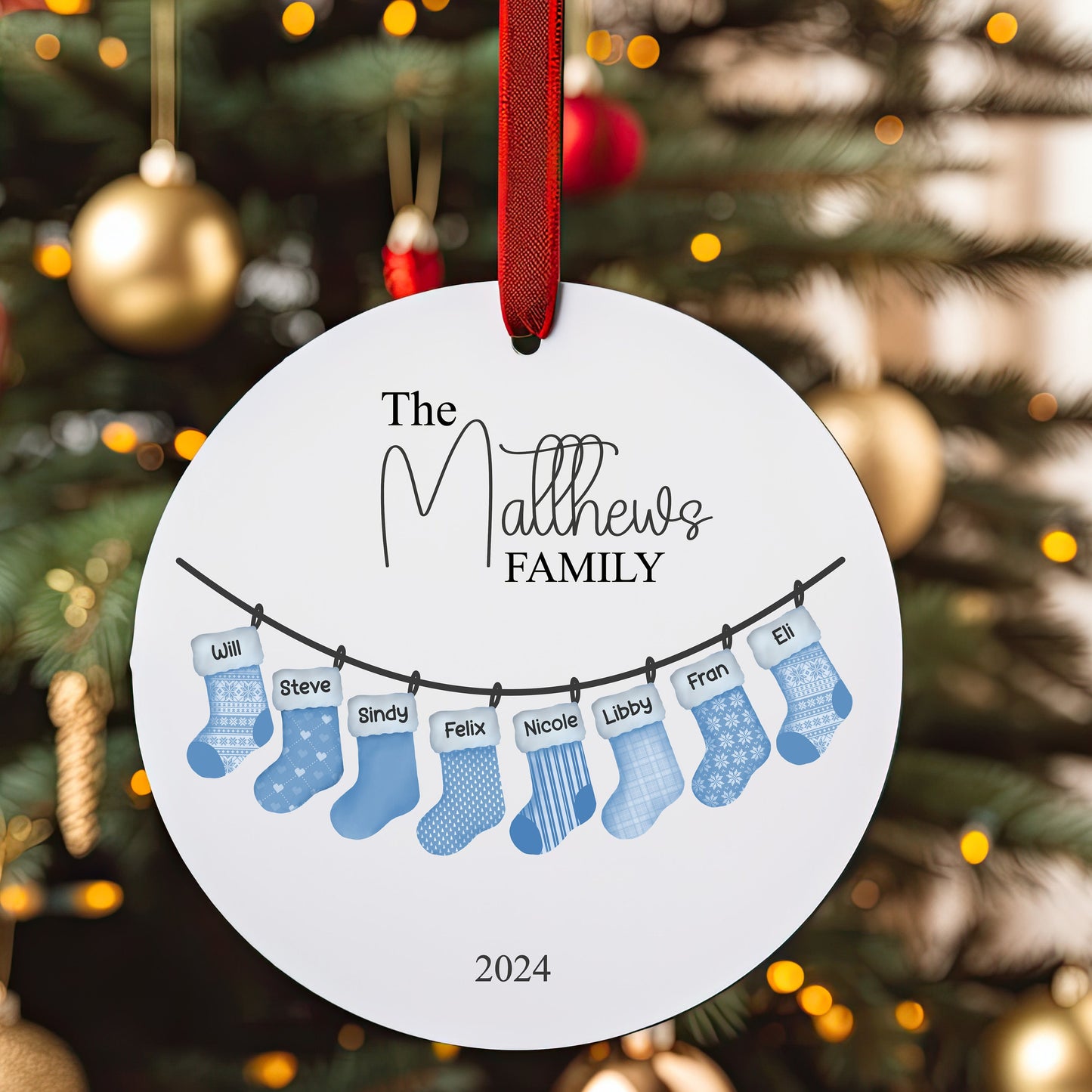 Personalised Christmas Tree Stockings Family Ornament