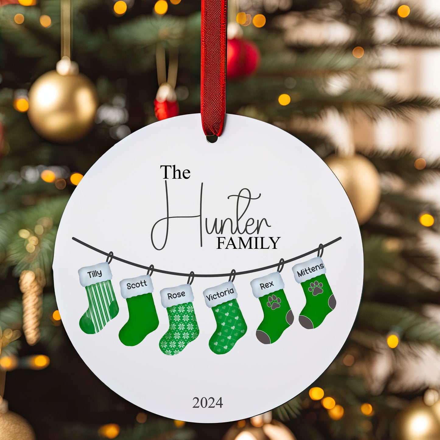 Personalised Christmas Tree Stockings Family Ornament