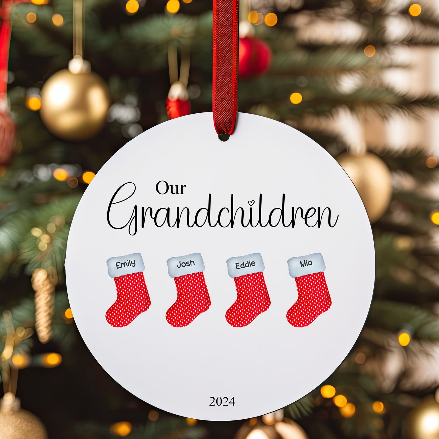 Personalised Grandchildren Christmas Tree Family Stockings Ornament