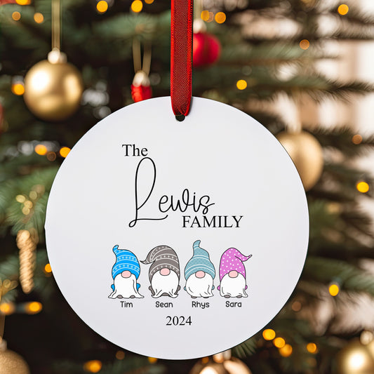 Personalised Christmas Tree Family Gonks Ornament