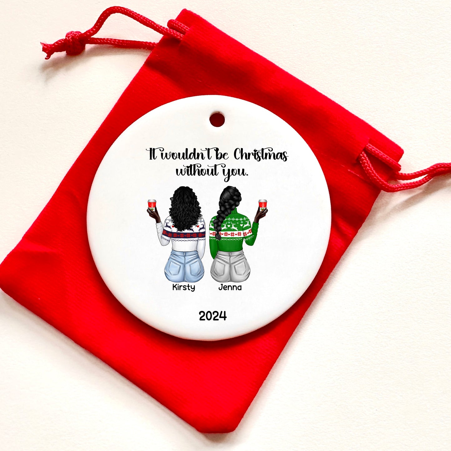 Merry Bestiemas Friends Personalised Tree Bauble Ornament