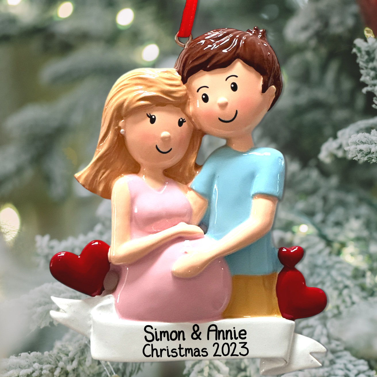 Christmas Expecting Couple Pregnancy Ornament