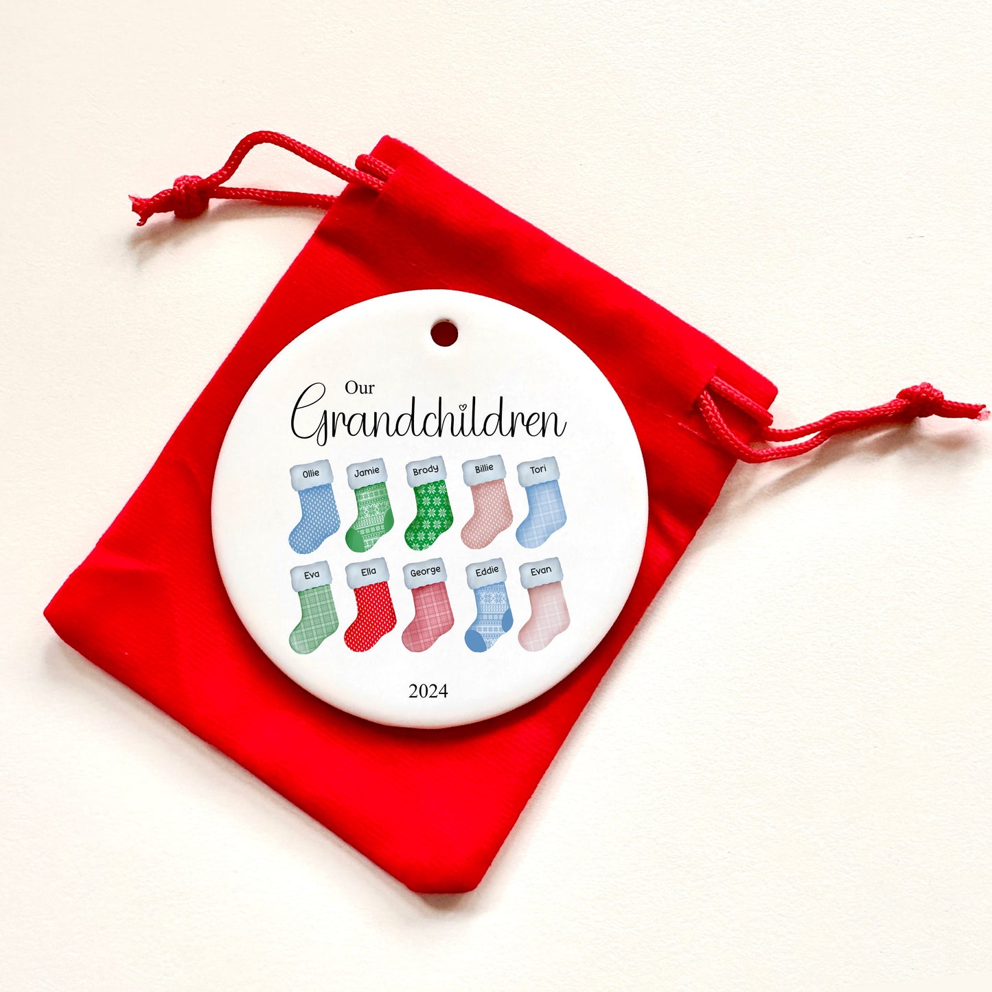 Personalised Grandchildren Christmas Tree Family Stockings Ornament