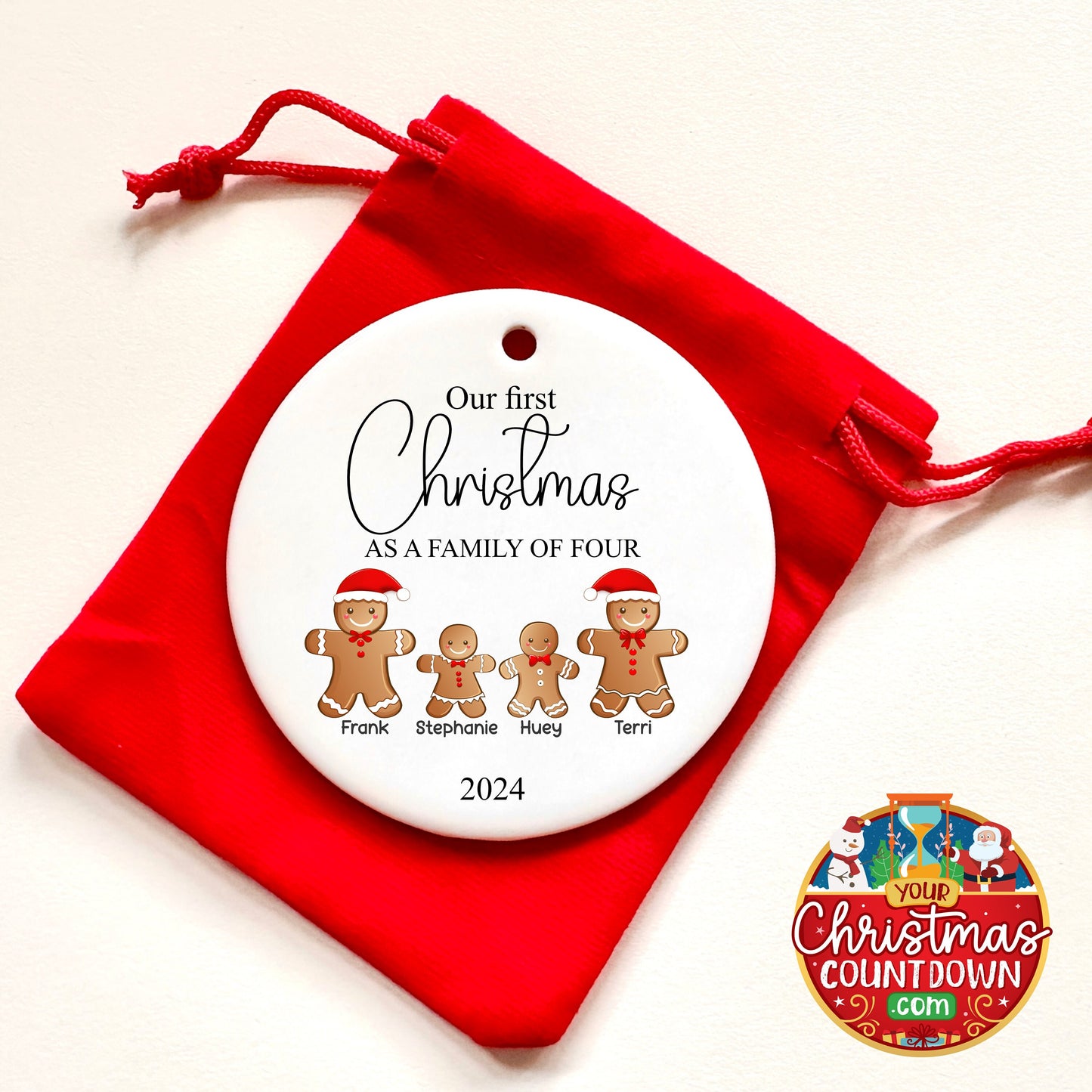 Personalised Christmas Tree Family Gingerbread Ornament