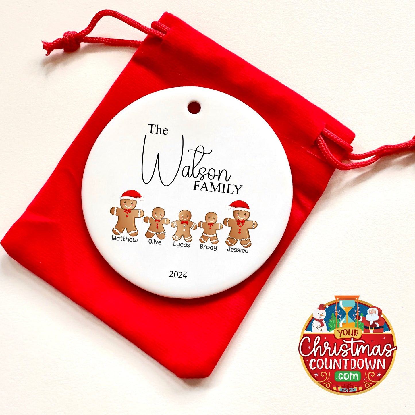 Personalised Christmas Tree Family Gingerbread Ornament