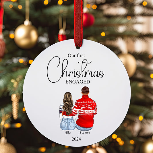 First Christmas Together/Married/Engaged Personalised Tree Couple Bauble/Ornament