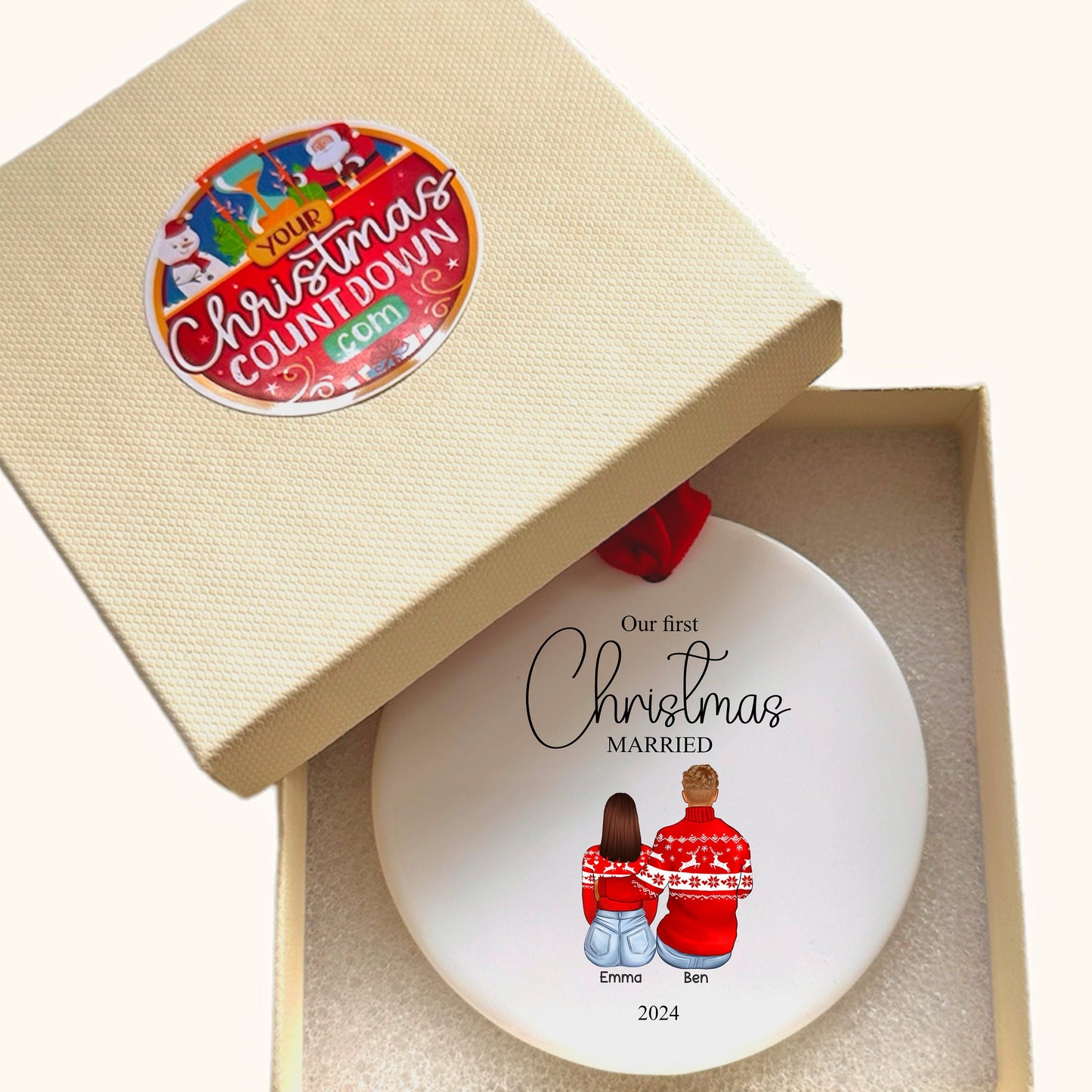 First Christmas Together/Married/Engaged Personalised Tree Couple Bauble/Ornament