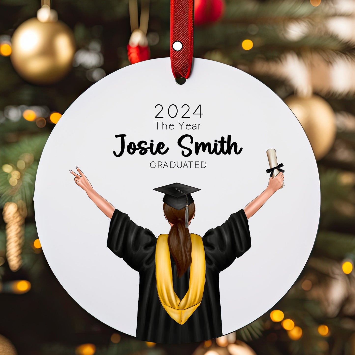 Personalised University Graduation Christmas Tree Bauble Ornament