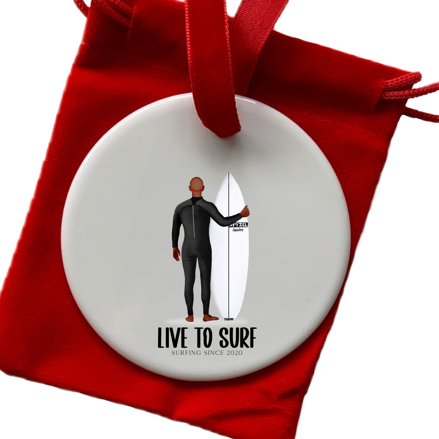 Personalised Surfer Tree Bauble/Ornament