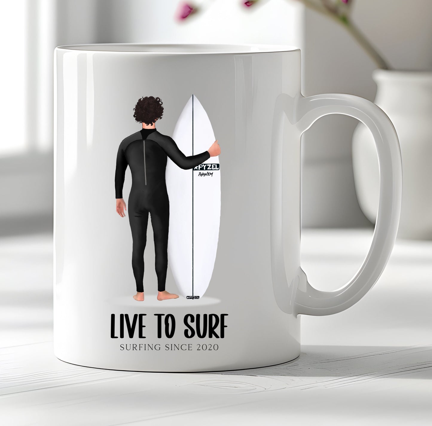 Personalised Surfer Male Mug