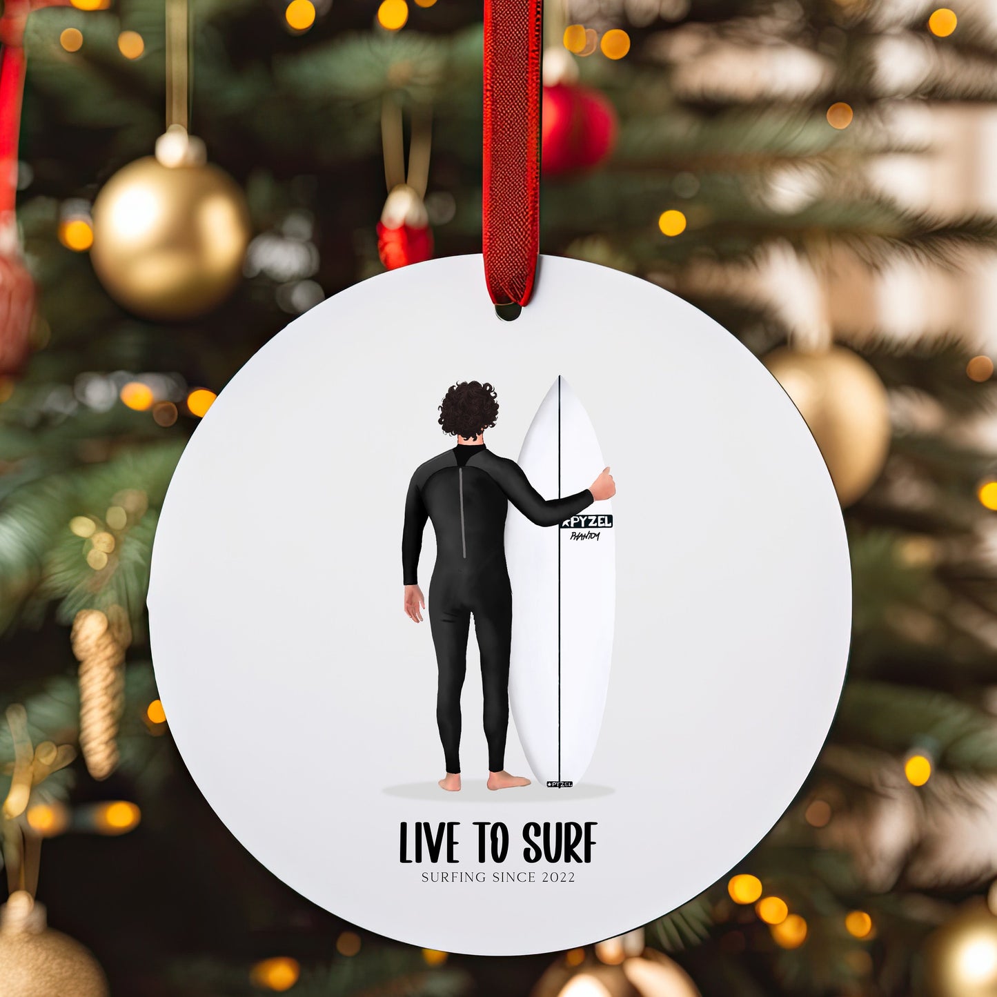 Personalised Surfer Tree Bauble/Ornament