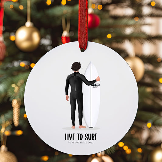 Personalised Surfer Tree Bauble/Ornament