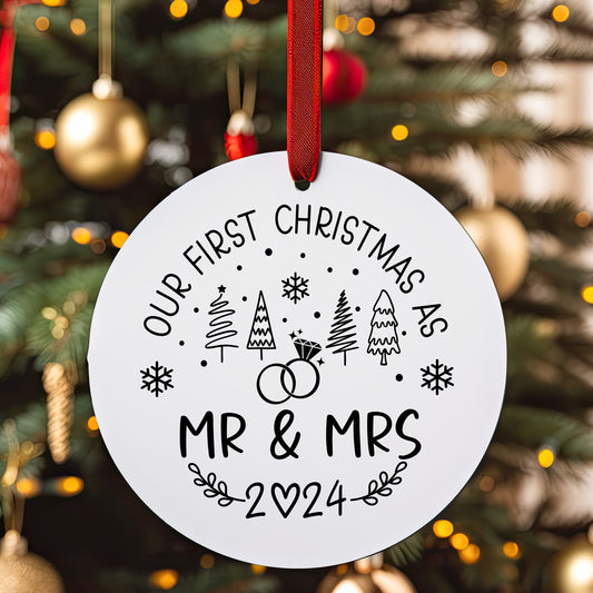 First Christmas as Mr & Mrs Bauble Ornament