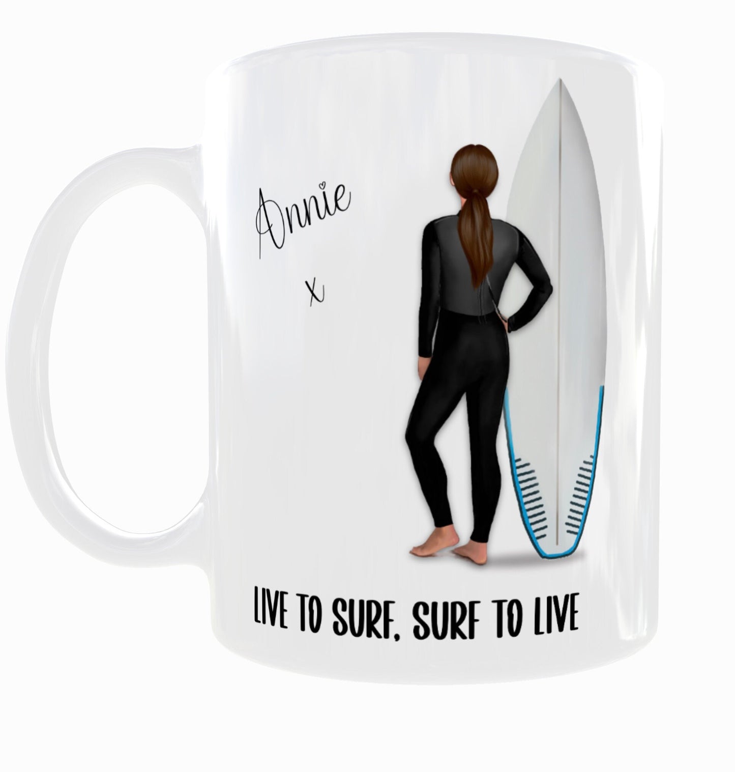 Personalised Surfer Girl Chick Mug